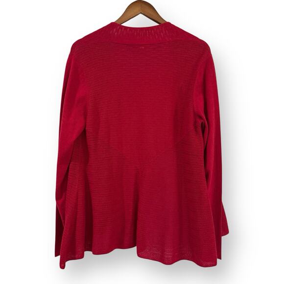 Eileen Fisher Sweater Cardigan Womens M Red Organic Cotton Cashmere Open Front - Picture 7 of 11